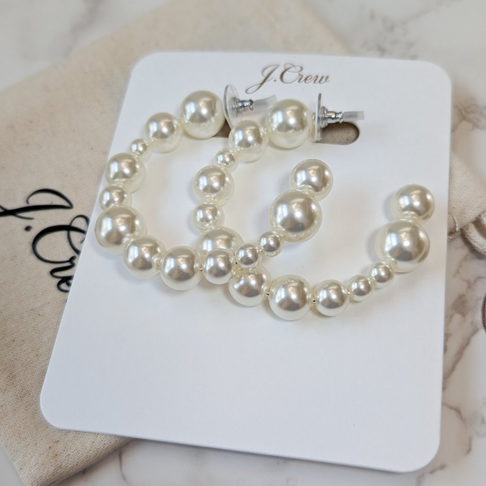 J.Crew Mixed Pearl Hoop Earrings - Picture 7 of 7